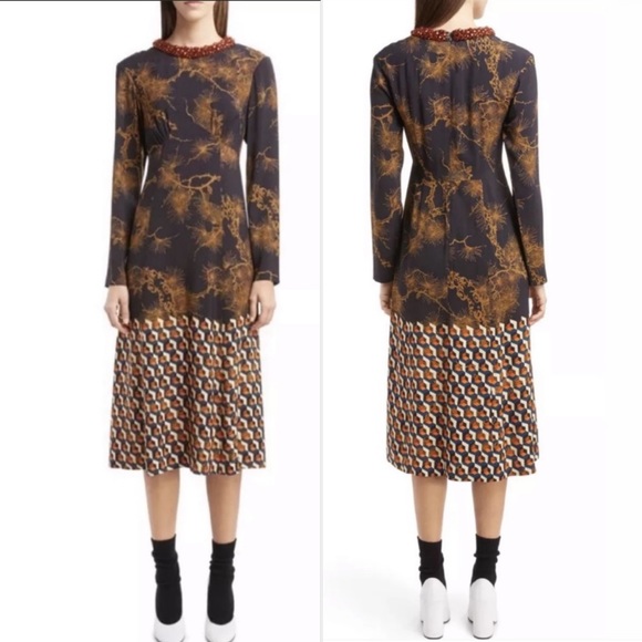 Dries Van Noten Dresses & Skirts - Dries Van Noten Bonsai Amber Crystal Neck Dress